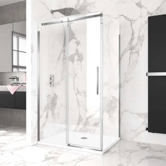 Stockholm Easy Clean 8mm Frameless Sliding Shower Enclosure 1100x800mm