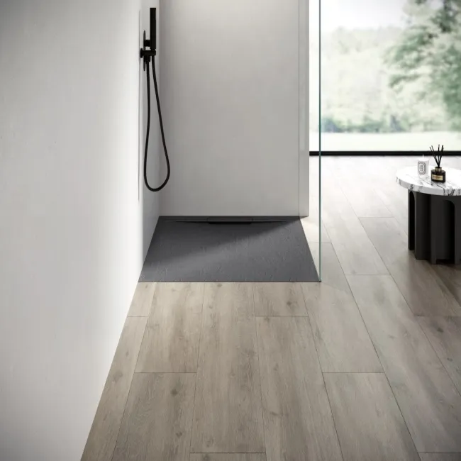 Tokyo Square Matt Grey Slate Texture Stone Shower Tray 800x800mm