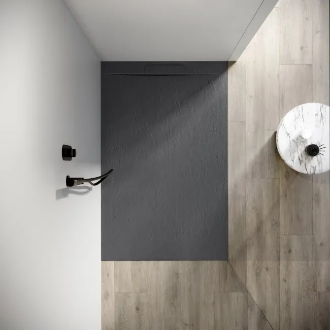 Tokyo Rectangular Matt Grey Slate Texture Stone Shower Tray 1400x800mm