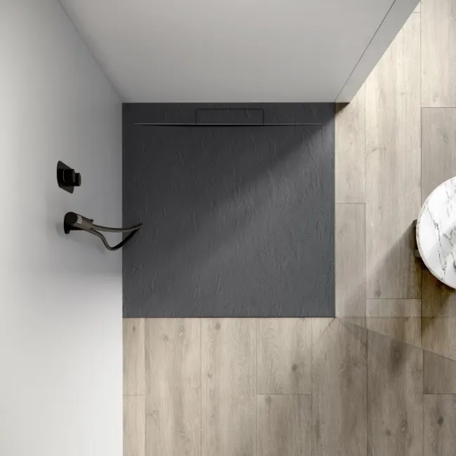 Tokyo Square Matt Grey Slate Texture Stone Shower Tray 900x900mm