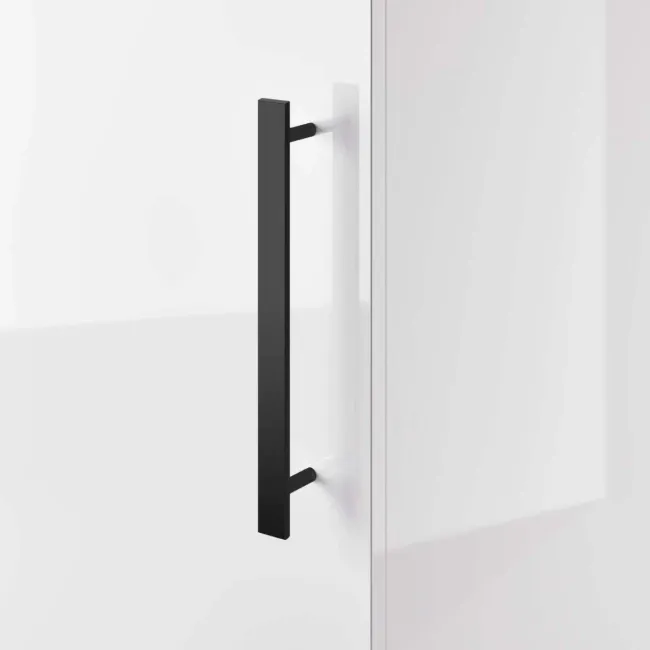 Avon Gloss White Cloakroom Floor Standing Basin Vanity 400mm - Black Accents