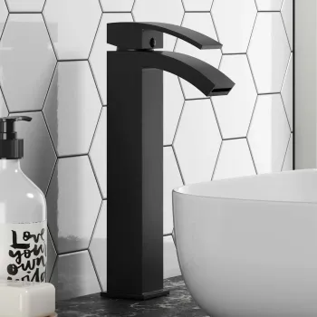 Welland Matt Black High Rise Basin Mixer Tap