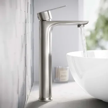 Glen Brushed Stainless Steel High Rise Basin Mixer Tap