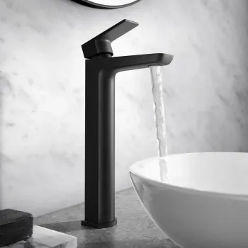 Ribble Matt Black High Rise Basin Mixer Tap