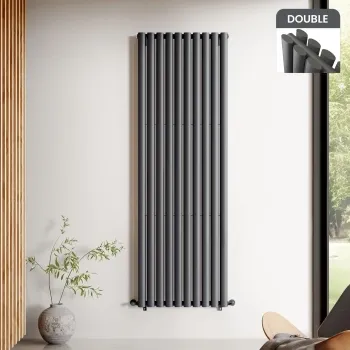 Marbella Anthracite Double Oval Panel Radiator 1800x600mm