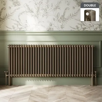 Athens Antique Gold Double Column Horizontal Traditional Radiator 600x1595mm