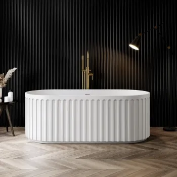 Brent 1700mm Fluted Matt White Freestanding Bath