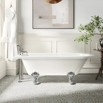 Abingdon 1700mm Single Ended Roll Top Bath - Chrome Ball Feet