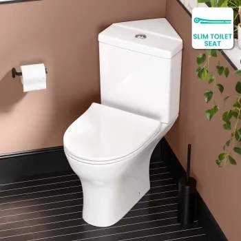 Orlando Close Coupled Corner Toilet With Soft Close Slim Seat
