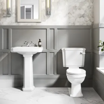 Hudson Traditional Close Coupled Toilet & Pedestal Basin Set - Single Tap Hole