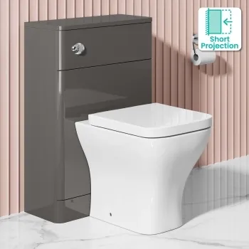 Bali Curved Tungsten Grey Slimline Back To Wall Unit and Atlanta Toilet