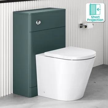 Corsica Curved Midnight Green Slimline Back To Wall Unit and Boston Toilet