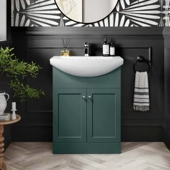 Capri Mystic Green Vanity with Semi Recessed Basin 650mm - Chrome Handles