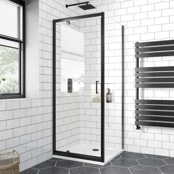 London Matt Black 6mm Pivot Shower Enclosure 800x800mm