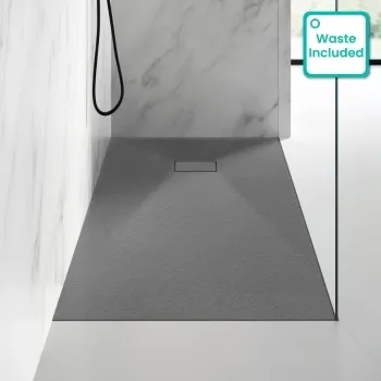Berlin Rectangular Dark Grey Slate Effect SMC Composite Shower Tray 1700x900mm