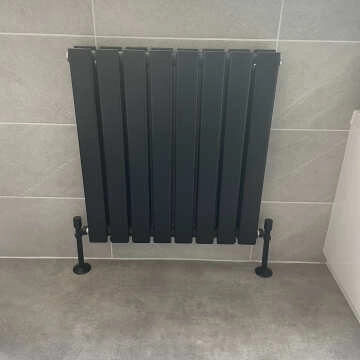 Faro Matt Black Double Flat Panel Horizontal Radiator 600x560mm