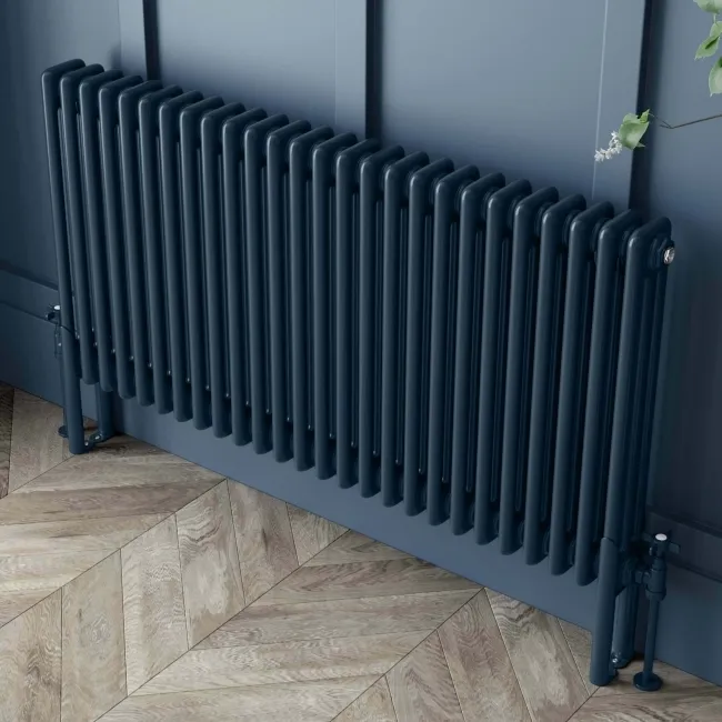 Athens Inky Blue Triple Column Horizontal Traditional Radiator 600x1190mm
