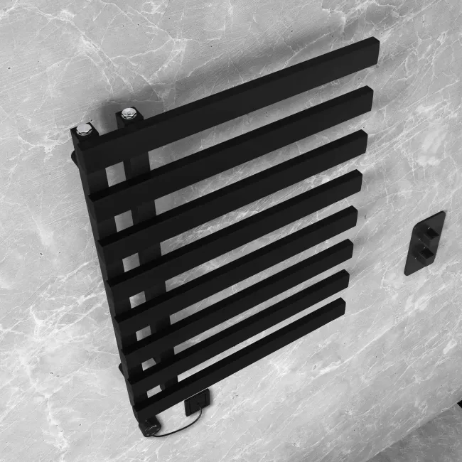 Palermo Electric Matt Black Designer Heated Towel Rail 800x600mm