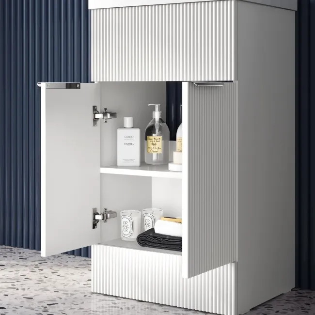 Havana Fluted Coastal White Combination Vanity Basin and Aruba Toilet 1000mm - Chrome Handles