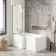 L Shaped 1500 Shower Bath & 6mm Easy Clean Brushed Brass Bath Screen - Left Handed