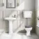 Hudson Traditional Low-Level Toilet With Dove Grey Seat & Pedestal Basin - Double Tap Hole