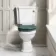Hudson Traditional Close Coupled Toilet With Midnight Green Wooden Seat - Brushed Brass Lever