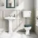 Hudson Traditional Low-Level Toilet With Midnight Green Seat & Pedestal Basin - Single Tap Hole
