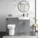 Harper Stone Grey Combination Vanity Basin and Aruba Toilet 1200mm - Black Accents - Right Handed