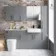 Harper Stone Grey Combination Vanity Basin with Marble Top & Boston Toilet 1500mm - Black Accents