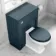 Traditional Inky Blue Back To Wall Unit and Hudson Toilet with Wooden Seat
