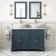 Lucia Inky Blue Double Vanity with Marble Top & Oval Counter Top Basin 1200mm - Brushed Brass Accents