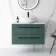 Elba Midnight Green Wall Hung Drawer Vanity with Marble Top & Oval Counter Top Basin 800mm - Black Accents