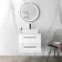 Elba Gloss White Wall Hung Drawer Vanity with Marble Top & Cody Basin 600mm - Black Accents
