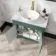 Bermuda Midnight Green Vanity with Marble Top & Oval Counter Top Basin 800mm - Brass Knurled Handles