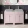 Bermuda Cashmere Pink Cabinet with Marble Top 1200mm (Excludes Counter Top Basin) - Brushed Brass Accents