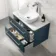 Omaha Navy Blue Wall Hung Drawer Vanity with Marble Top & Curved Counter Top Basin 800mm