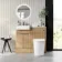 Sicily Fluted Country Oak Combination Vanity Basin with Marble Top & Utah Comfort Height Toilet 1000mm - Chrome Handles