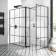 Munich Matt Black Grid 8mm Walk In Shower Enclosure 1400mm & 900mm Glass with Pivotal Return Panel