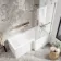 L Shaped 1700 Shower Bath with Front Panel & 4mm Fixed Screen with Rail - Right Handed