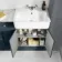 Monaco Inky Blue Combination Vanity Basin with Marble Top and Hudson Toilet with Wooden Seat 1500mm