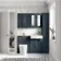 Monaco Inky Blue Combination Vanity Basin and Boston Toilet 1200mm - Brass Knurled Handles
