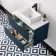 Crete Fluted Navy Blue Wall Hung Drawer Vanity with Marble Top & Cody Basin 800mm