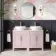 Bermuda Cashmere Pink Vanity with Marble Top & Oval Counter Top Basin 1200mm - Brass Knurled Handles
