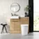 Sicily Fluted Country Oak Combination Vanity Basin with Marble Top & Utah Comfort Height Toilet 1000mm - Brushed Brass Accents