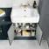 Monaco Inky Blue Combination Vanity Basin and Hudson Toilet with Wooden Seat 1500mm - Brushed Brass Accents