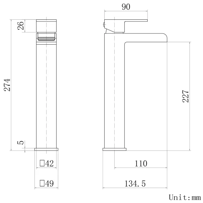 Avon Chrome Waterfall High Rise Basin Mixer Tap