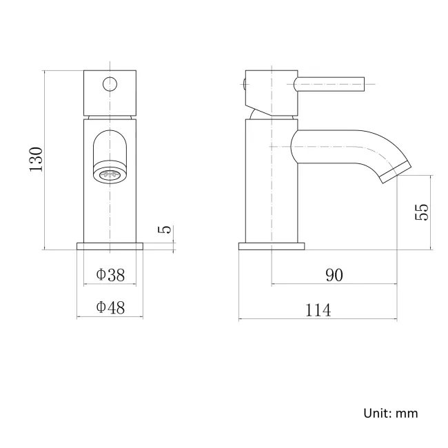 Trent Matt Black Cloakroom Basin Mixer Tap