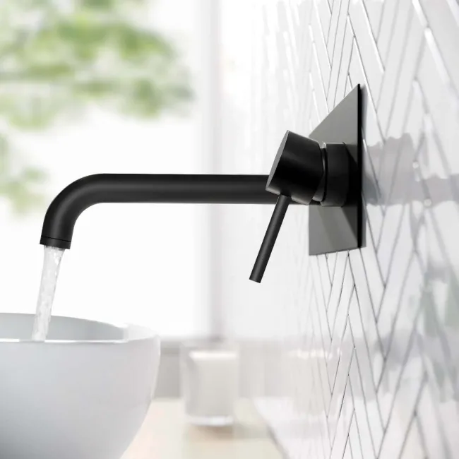 Trent Matt Black Wall Mounted Basin Mixer Tap