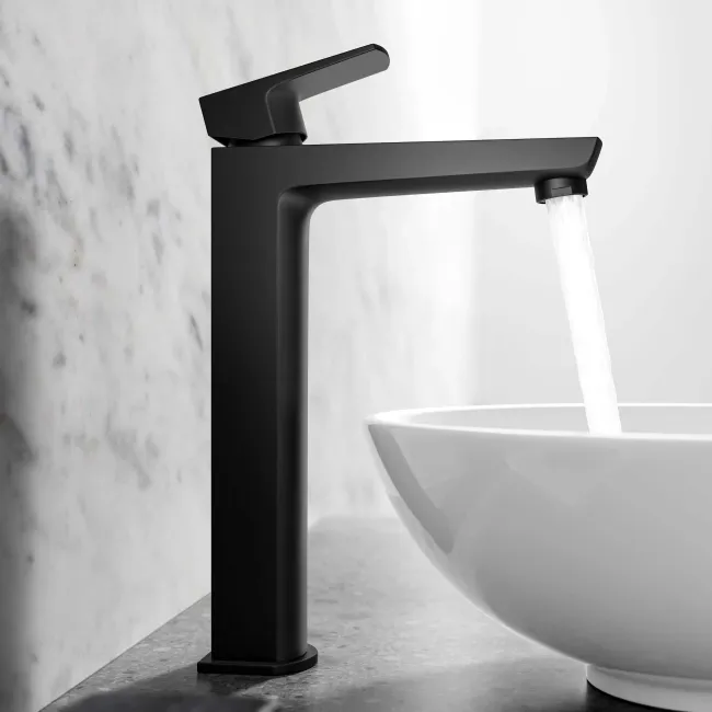 Soar Matt Black High Rise Basin Mixer Tap