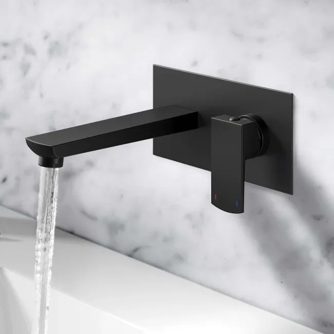 Soar Matt Black Wall Mounted Basin Mixer Tap